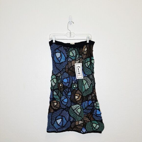 Lim’s Vintage 1980’s Hand Crocheted Floral Abstract Cotton Skirt Small - Picture 1 of 5